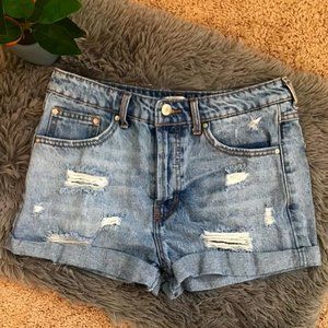 Forever 21 Hi Rise Distressed Denim Shorts Size 26